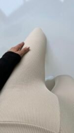 Collants côtelés beige – Image 4