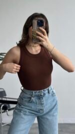 Croptop maxi marron