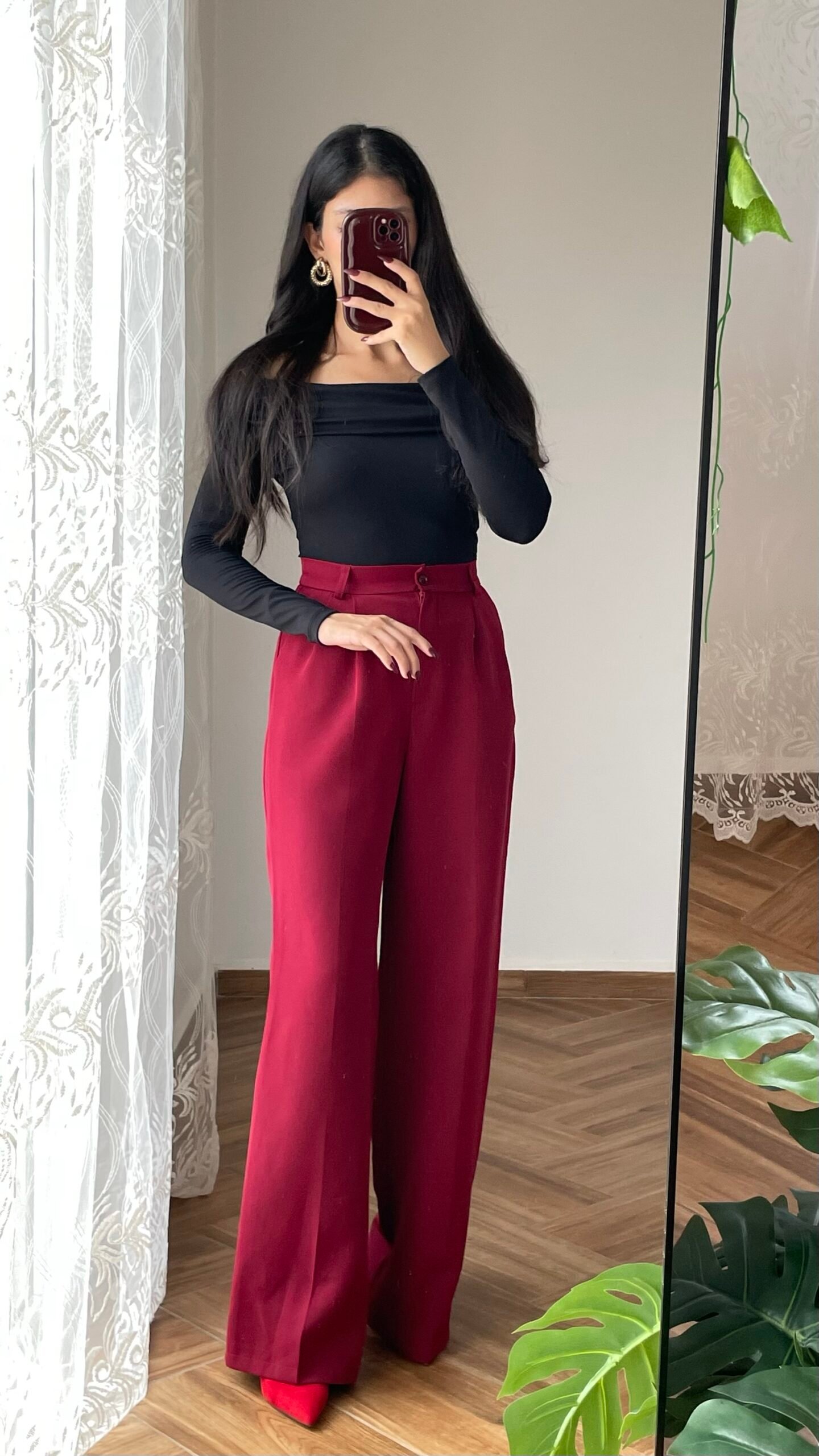 img_8456 Pantalon palazzo bordeaux – Image 1