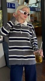 GREY STRIPED SWEATER – Image 2