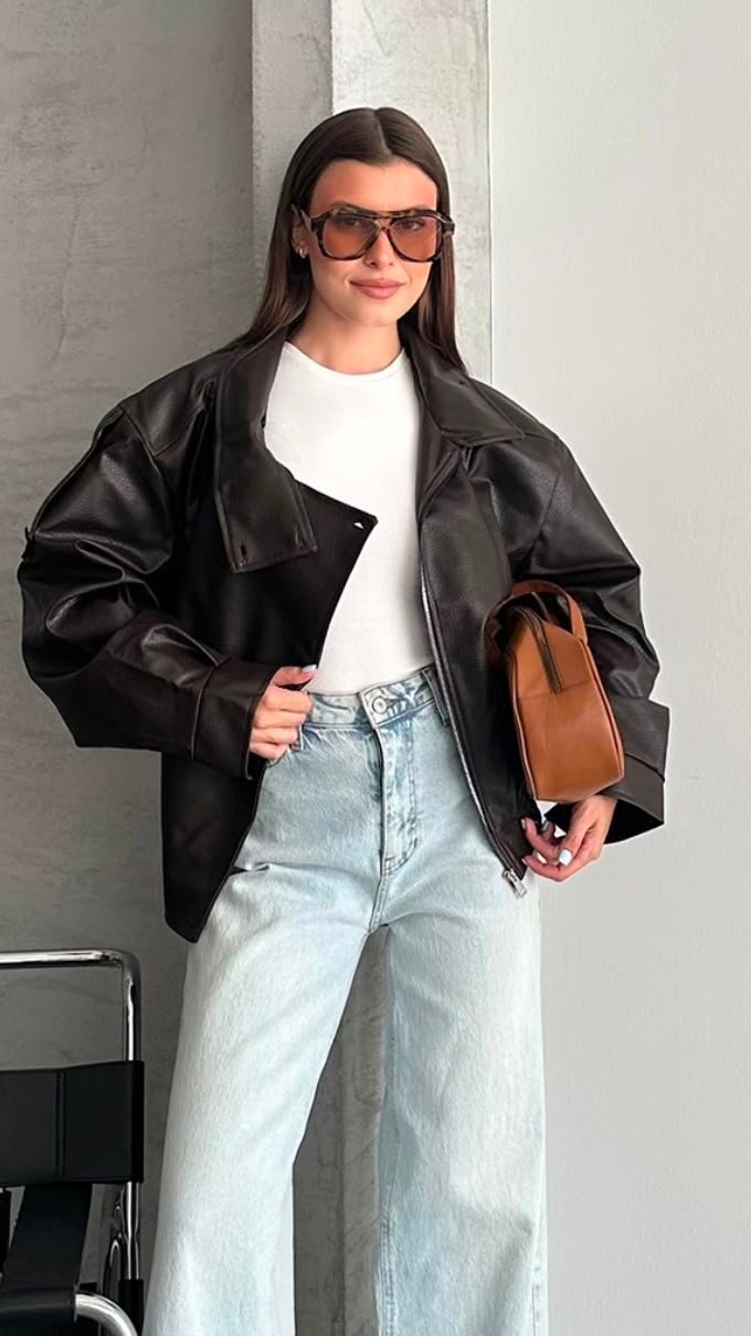 2026/08/1000076031.jpg High Collar Brown Leather Jacket – Image 1
