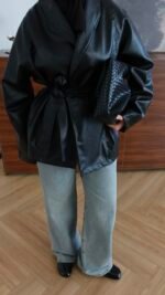 Leather Trench black doublé – Image 3