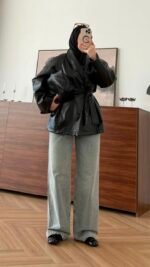 Leather Trench black doublé