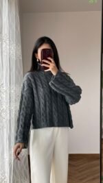 Pul tresse col Gris foncé – Image 3