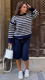 Navy Striped Knit