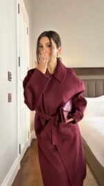 Burgundy Oversized Coat – Image 4
