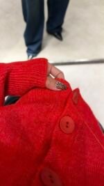 Buttoned  Knitwear Cardigan Red – Image 3