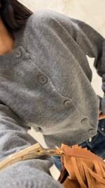 Buttoned Knitwear Cardigan Dark grey – Image 2