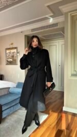 Three Button Belted Coat BLACK