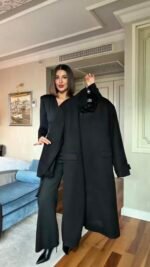 Three Button Belted Coat BLACK – Image 2