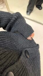 Large Buttoned Knitted Cardigan Dark Grey – Image 3