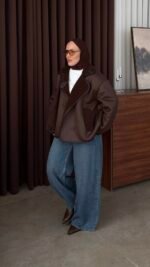 Zra Model Premium Biker Coat Marron – Image 2