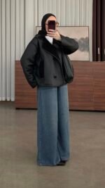 Zra Model Premium Biker Coat Noir – Image 2