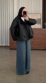 Zra Model Premium Biker Coat Noir – Image 3
