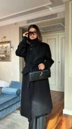 Three Button Belted Coat BLACK – Image 4