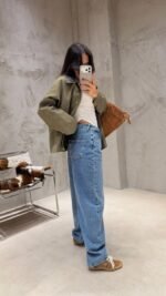 Cross Button Ballon Jean Blue – Image 3