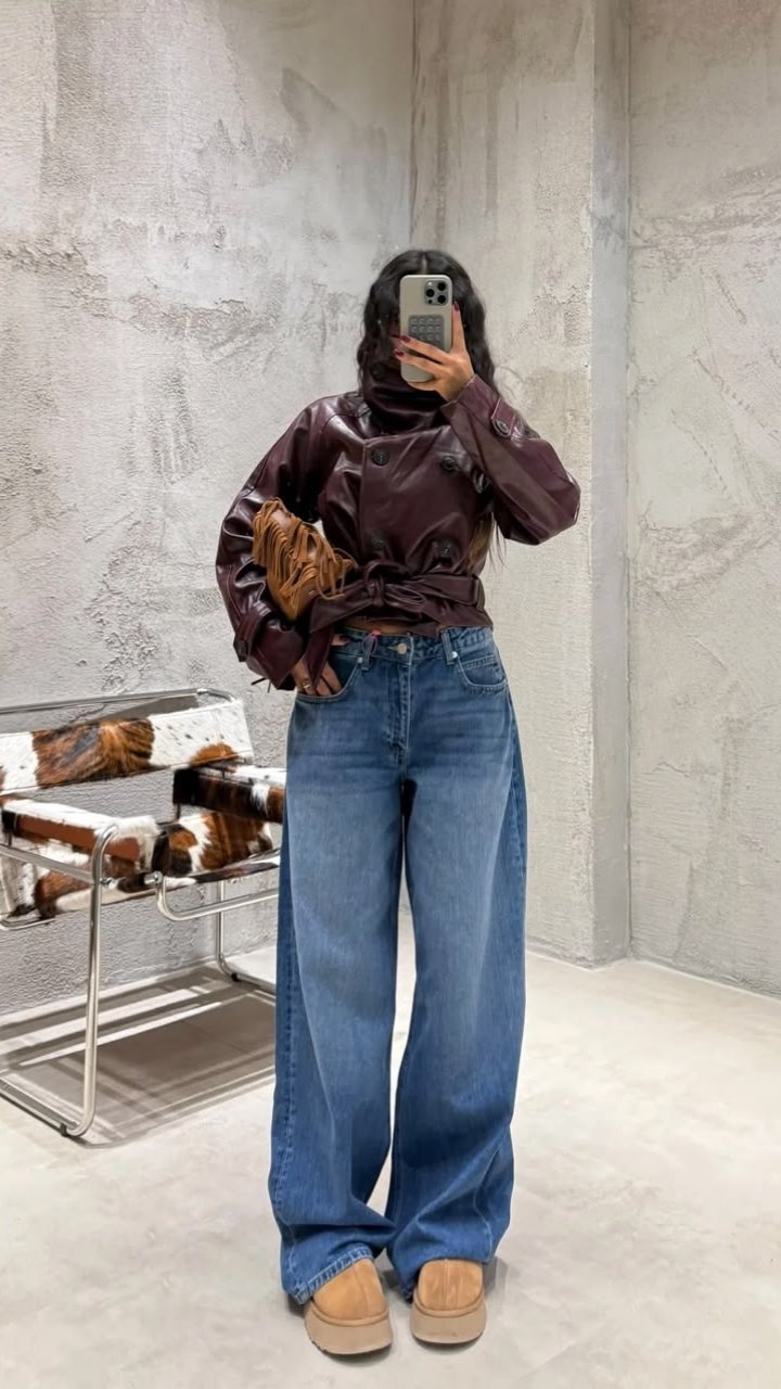 Oplus_16908288 Wide Wide Leg Dark Blue Jeans – Image 1